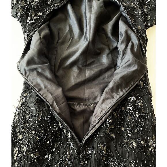Stenay Silk Vintage Dress 10 Black Sequin Beaded 80’s Whimsigoth Black Romantic - Picture 9 of 9